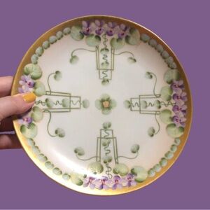 Antique Pickard China Violets In Panel plate 6 mark (1910-1912?)